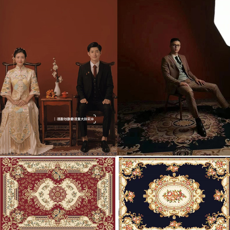 Republic of China style wedding photo props retro carpet theme photo European-style floor mat Chinese-style Xiuhe photography props background