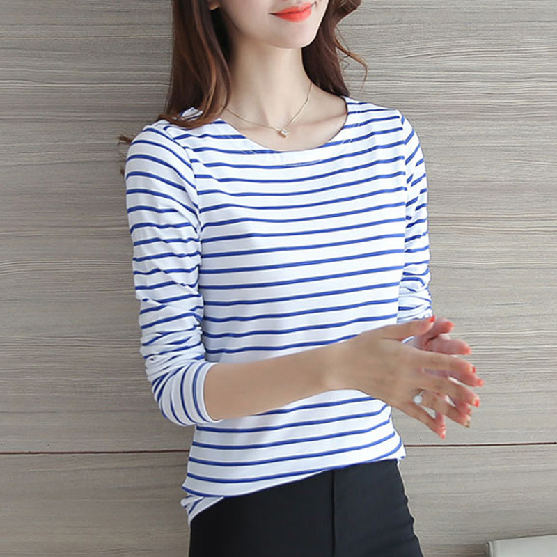 Early Autumn Women's Pure Cotton Long-Sleeve Striped T-Shirt, Women's Base Shirt, 2026 Trendy Inner Wear, Korean Style, Fashionable and Slim-Fitting Early Autumn Women's Pure Cotton Long-Sleeve Striped T-Shirt, Women's Base Shirt, 2026 Trendy Inner Wear, Korean Style, Fashionable and Slim-Fitting