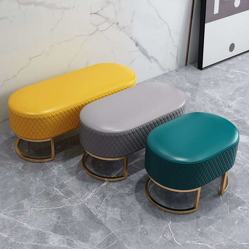 Light luxury leather shoe stool household clotheroom clotheroom dress shop bedroom bedside bench bedside stairs