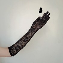 Gothic lace retro European lolita gloves cheongsam dance performance socialite satin black jk long wedding