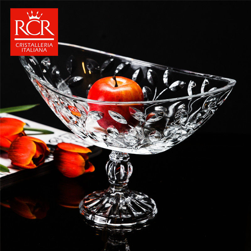 Italy RCR imported crystal glass European fruit plate Large fruit basin Fruit bucket dried fruit plate Ingot high foot fruit plate