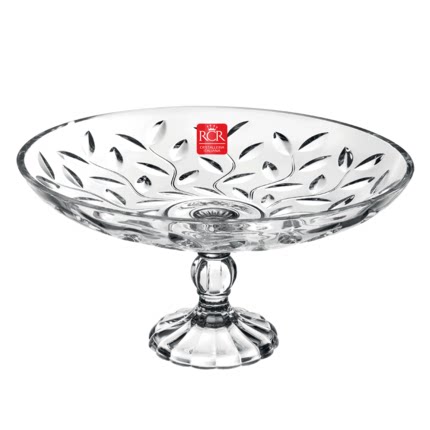 Italy RCR imported simple modern crystal glass high foot flat bottom fruit plate Fruit bucket fruit basin