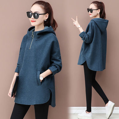 中长款宽松休闲连帽卫衣女