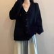Japanese autumn and winter new V-neck lazy style soft glutinous sweater jacket for women loose outerwear versatile loose knitted cardigan
