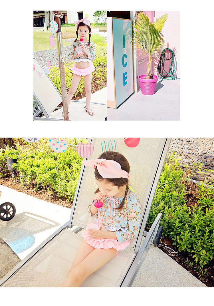 Đồ bơi trẻ em hoa Hàn Quốc cho bé gái đồ bơi nữ chia bikini ba mảnh - Bộ đồ bơi của Kid đồ bơi bé gái 10 tuổi