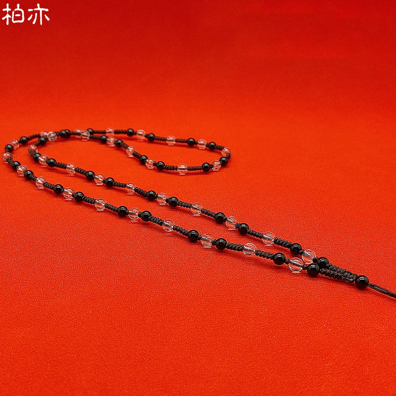Pearl jewelry natural white crystal jade hanging black harash jade jade jade jade pendant cord rope retrograde knitting necklace