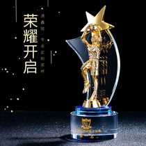 Sports competition crystal trophy custom creative childrens basketball football taekwondo running champion free lettering