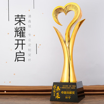 Creative resin gold-plated crystal trophy custom-made annual meeting glory awards excellent staff competition commemorative prizes