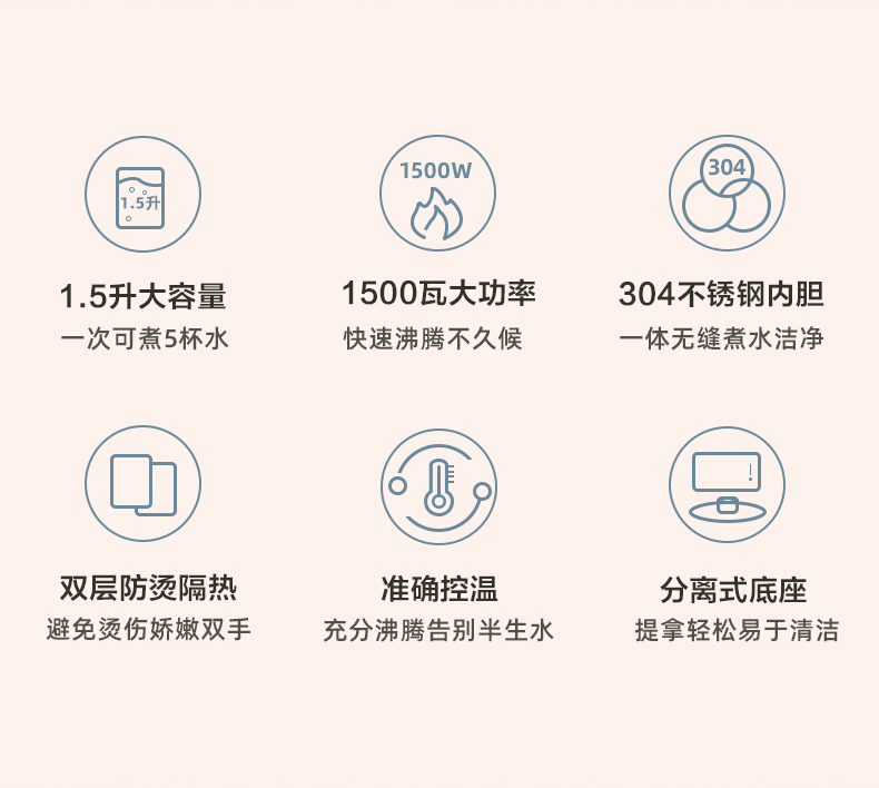 小熊 家用自动304不锈钢电热水壶 图3