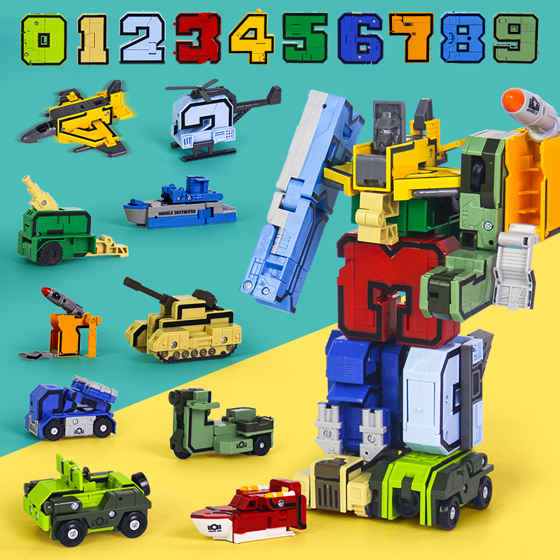 Digital robot deformation toy fit King Kong team car plane tank square puzzle change full set