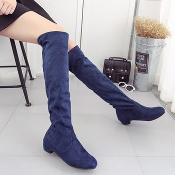 Long boots, low heel, leg-slimming over-the-knee boots, retro