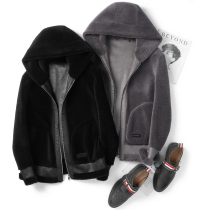 Warm comes the sheep cut jacket mens short hooded fur thickened one Haining Lamb hair winter fur