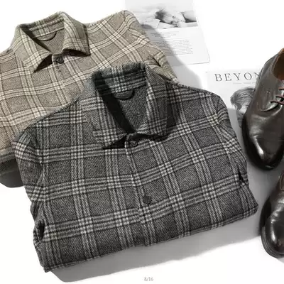 Heavy debut jacket men's jacket short autumn and winter new woolen coat plaid men's double-sided
