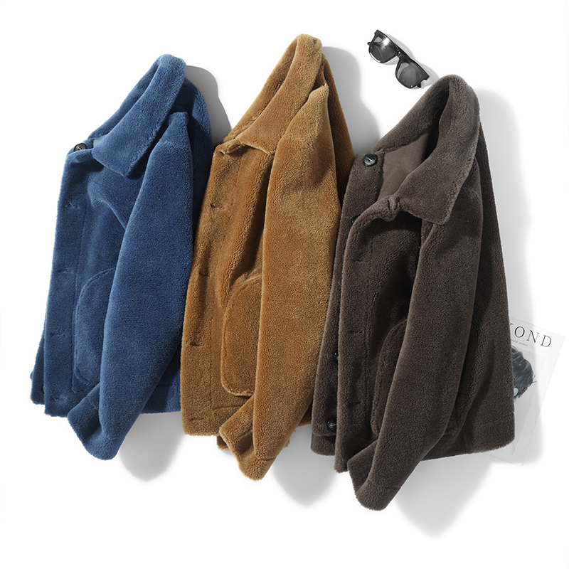 Road-to-powder Haining fur turtface integrated leather fur coat bifacial wearing goat-cut fleece male coat Short Thickened Tide-Taobao