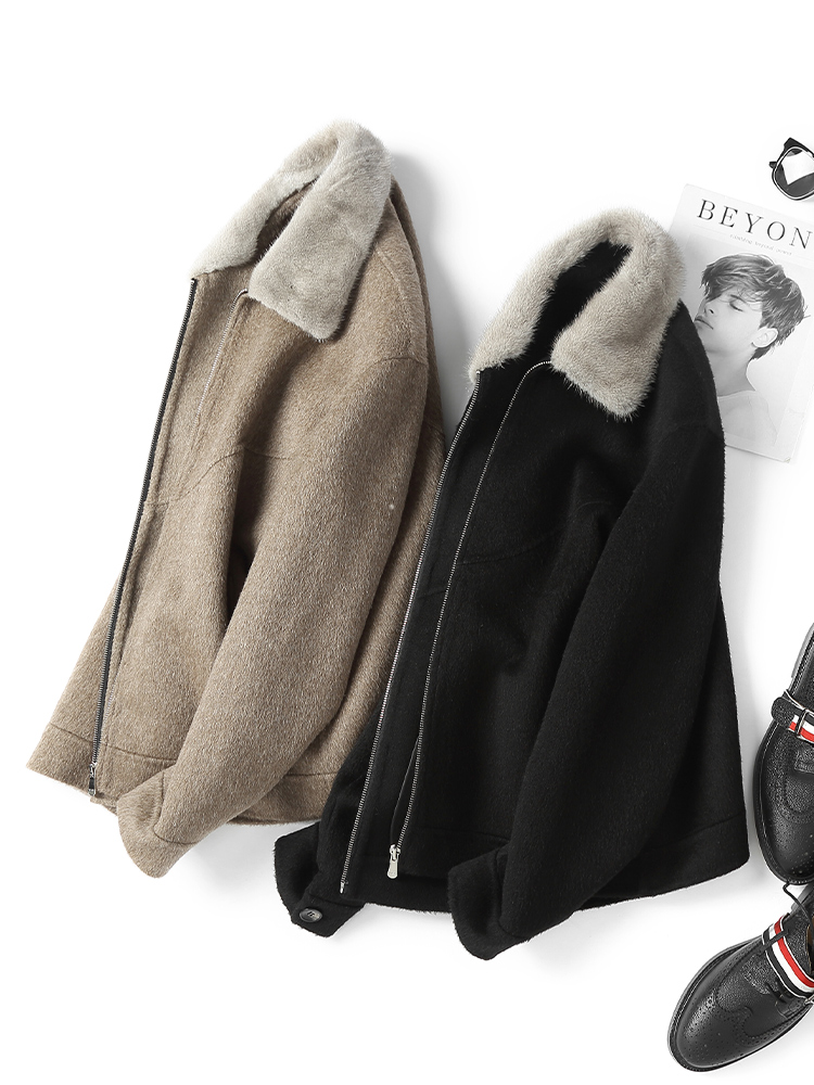Quality will not be 2020 autumn new Albaka alpaca wool without cashmere lapel wool coat men's short thick