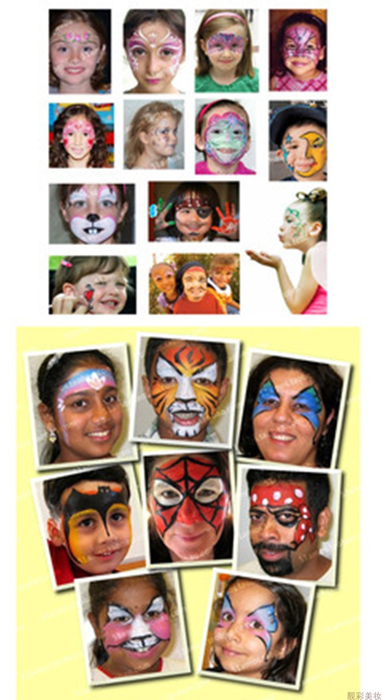 Sơn dầu hiệu suất của trẻ em Halloween drama body painting chú hề body COS mặt facial hiệu ứng trang điểm hình dán xăm đẹp
