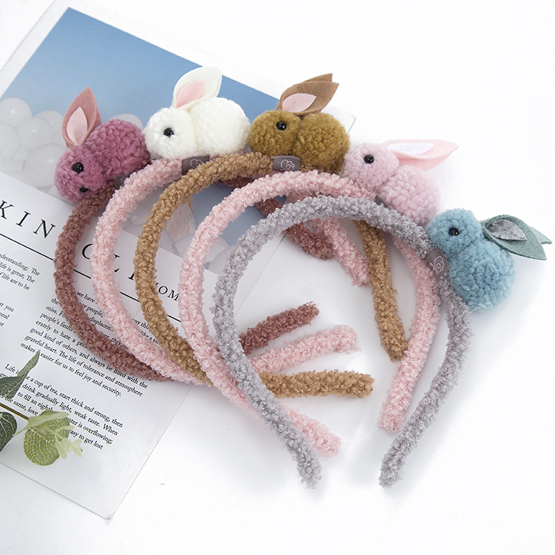 Korean children's hair band Girls hair accessories Cute super Cute Cartoon Rabbit hair clip jewelry Princess girl plush hair band