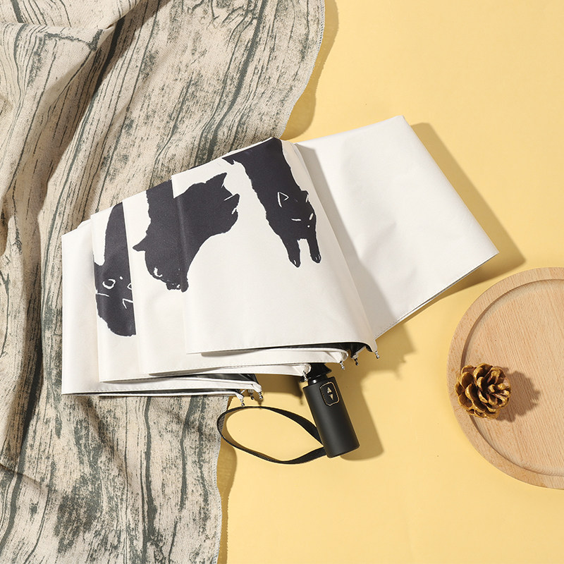 Vintage parasol umbrella Automatic folding parasol Women's sunscreen anti-UV Japanese barometer rain dual-use graffiti