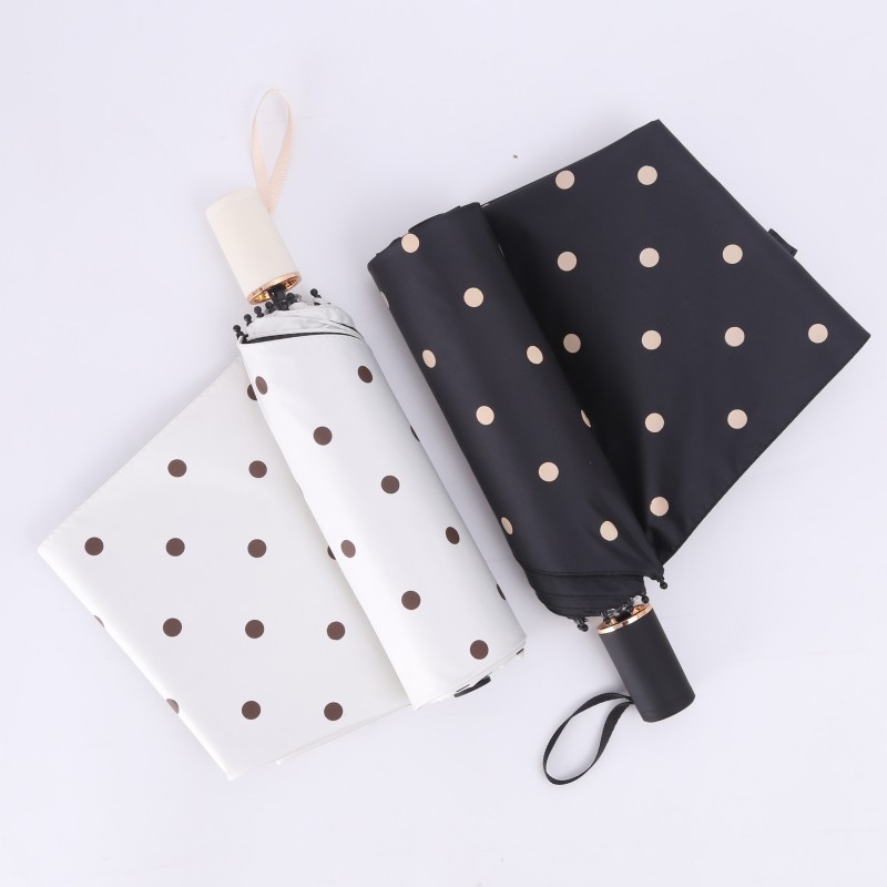 Wave Dot Umbrella Female Folding Fold Small Fresh Automatic Sunshade Beach Umbrella Sunscreen Anti-UV Sunny and rain-proof
