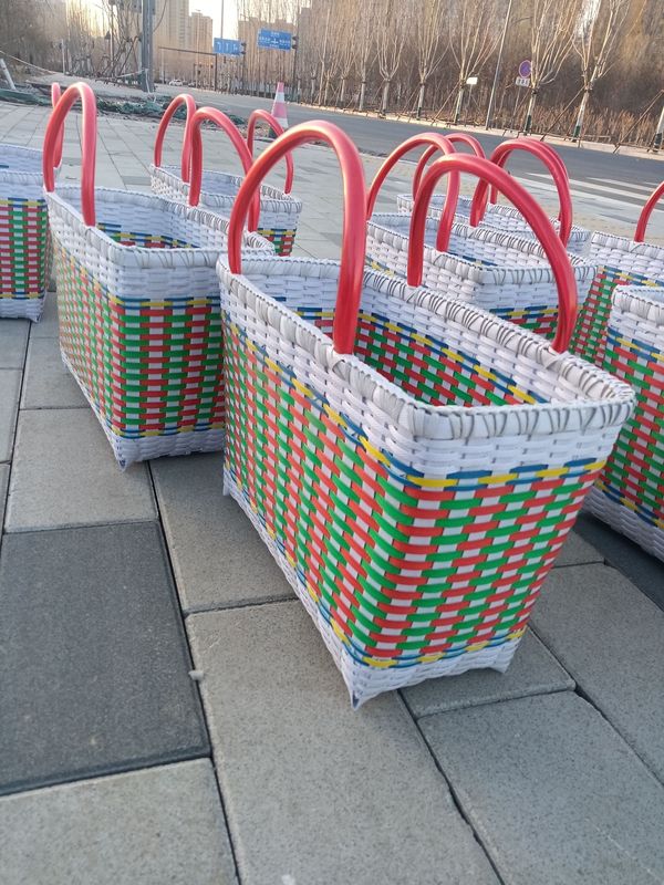 Vegetable Basket Shopping Basket Storage Basket Water and Electricity Tool Basket Fruit Basket Dry Goods Basket Bean Basket Plastic Belt Woven Blue