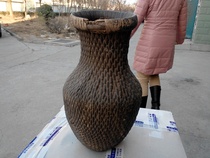 Folk collection bamboo-stained vine basket of grain pocket basket with small boots of old objects