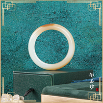 Yushifang Xinjiang natural Hetian Jade and late Mountain material brown sugar thick Loach back hand bracelet 54-55mm on sale