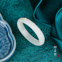 Yushifang Xinjiang Hetian Jade mutton White Jade seed material natural sprinkled gold thick carved bracelet 53-54mm