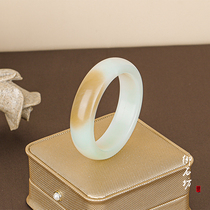 Yushifang Xinjiang Hetian Jade sugar jade and old material sugar White Jade Mountain material dress safety bracelet 55-56mm