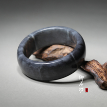 Yushifang Xinjiang Hetian Jade seed material blue and white black and white bracelet 59-60mm114 18G not bargaining for sale