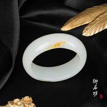 Yushifang Xinjiang Hetian Jade mutton White Jade natural seed red skin ointment thick bracelet 58-59mm