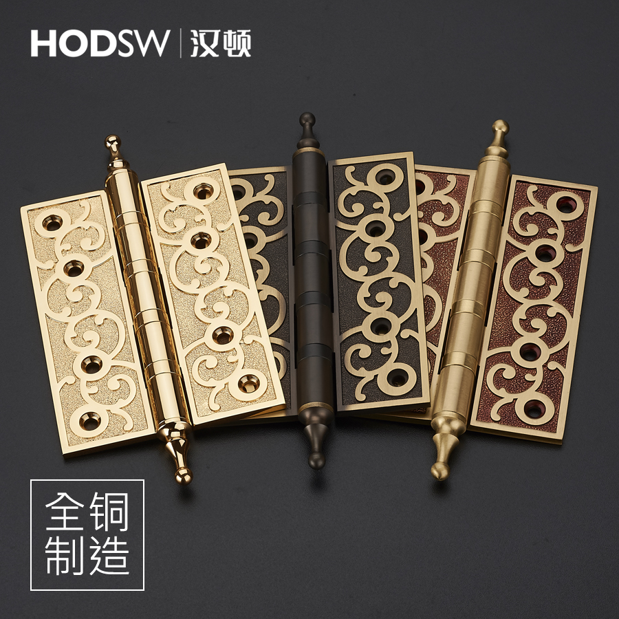 Hanton European style all-copper room door hinge pure copper wood door bearing door folding page thickened muted antique 4 inch 5 inch hinge