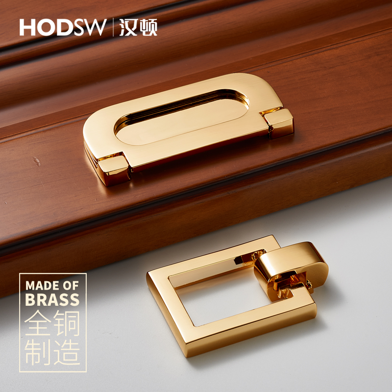 Hanton pure copper handle Ming fit overall cupboard subdoor drawer modern minimalist handle tatami eurostyle invisible dark handle