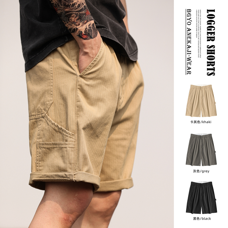 Bgyo Luqi American Retro Outdoor Lumberjack Shorts for Men, Loose Pure Cotton Vintage Casual Five-Point Shorts for Summer Bgyo Luqi American Retro Outdoor Lumberjack Shorts for Men, Loose Pure Cotton Vintage Casual Five-Point Shorts for Summer