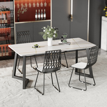 Nordic light luxury wind rock board dining table and chair combination household small apartment simple modern rectangular simple dining table