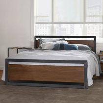 Nordic solid wood bed modern minimalist master bedroom double bed 1 8 meters single 1 5 meters hotel apartment iron princess bed