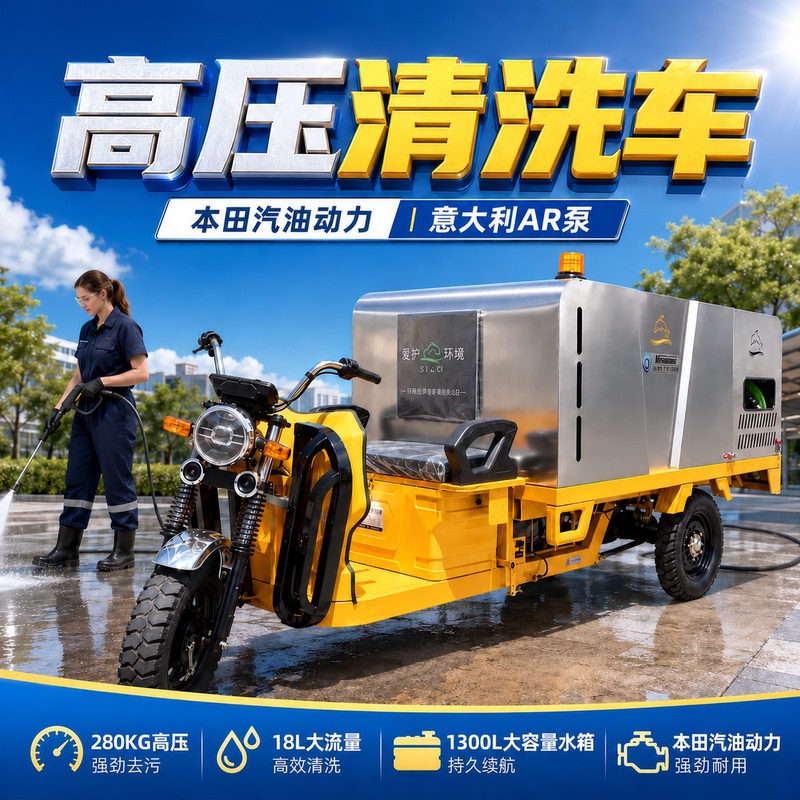 Electric Three-Wheel High-Pressure Cleaning Vehicle, Multi-Functional Sprinkler Truck, Sanitation and Property Management, Road Guardrail and Pavement Trash Can Washing Electric Three-Wheel High-Pressure Cleaning Vehicle, Multi-Functional Sprinkler Truck, Sanitation and Property Management, Road Guardrail and Pavement Trash Can Washing