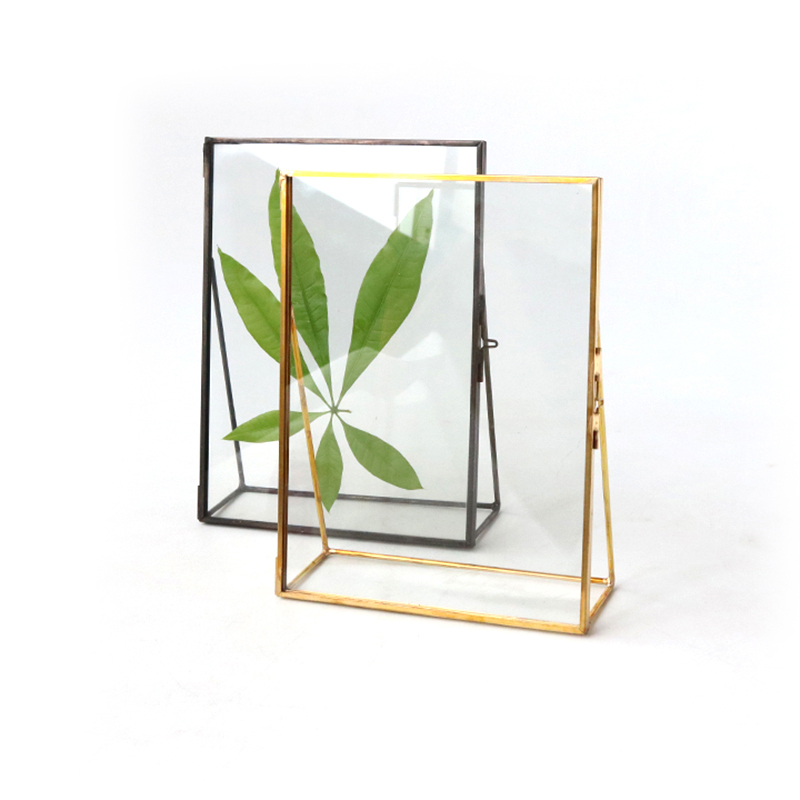 Nordic Metal Glass Photo Frame Display Stand Creative Modern Minimalist Office Decoration Vintage Transparent Plant Specimen Frame