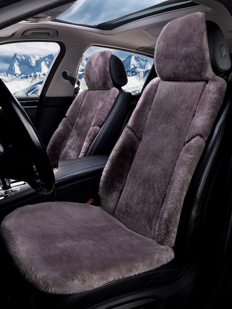 Winter pure wool car seat cushion Mercedes-Benz E300L GLC260L sheep shear velvet leather wool integrated short plush seat cushion