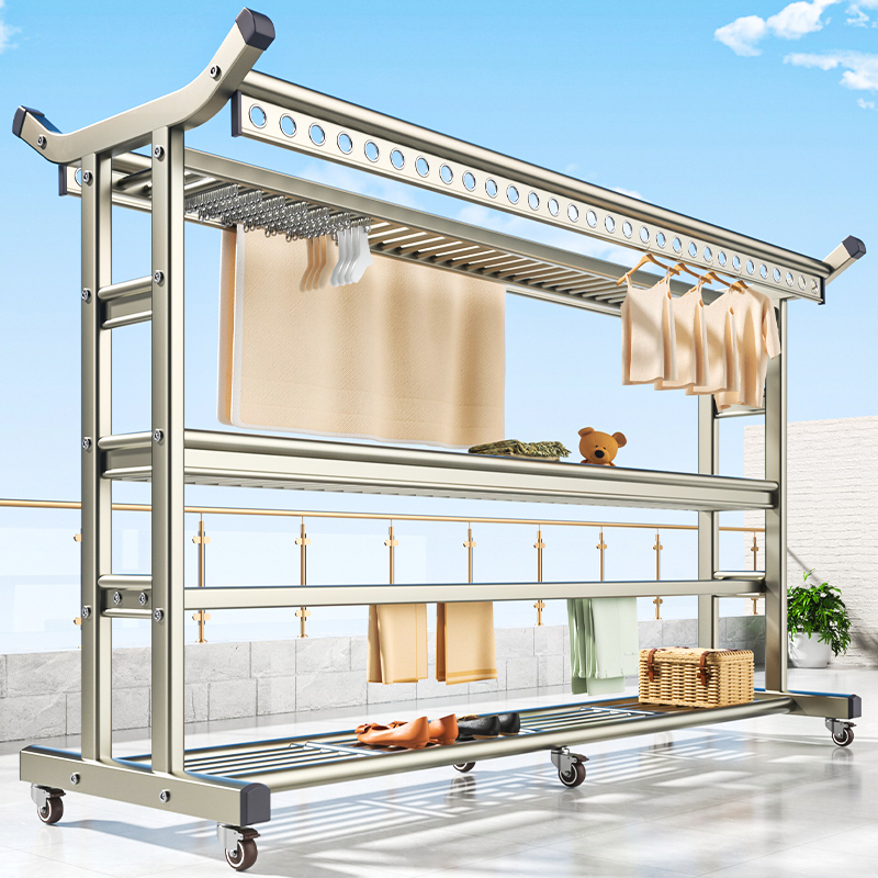 Villa Clothes Drying Rack, Floor-Standing Balcony Household Outdoor Drying Pole, Large Mobile Outdoor Courtyard Drying Rack, Quilt Drying Tool