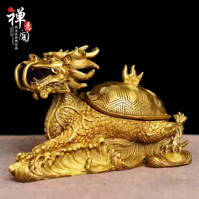 Zen Pavilion Bronze Dragon Tortoise Decoration Opening Cover Dragon Turtle Living Room Craft Gift Decoration Office Home Furnishing