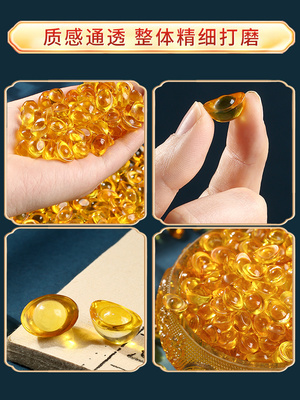 黄水晶元宝摆件聚宝盆金元宝配件琉璃diy招财配件水晶碎石装饰品