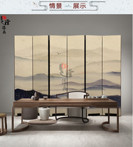 Yulong new Chinese Zen hand-painted landscape screen Home hotel decoration painting Entrance partition mobile folding screen paint painting