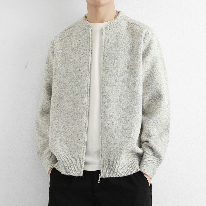 Solid Color Autumn and Winter New Men's Knitted Cardigan Round Neck Trendy Versatile Super Nice Zipper Sweater Long Sleeve Jacket Solid Color Autumn and Winter New Men's Knitted Cardigan Round Neck Trendy Versatile Super Nice Zipper Sweater Long Sleeve Jacket