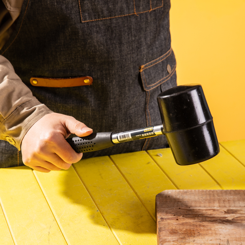 Deli rubber hammer steel pipe handle rubber hammer mount hammer rubber hammer 16oz DL5616