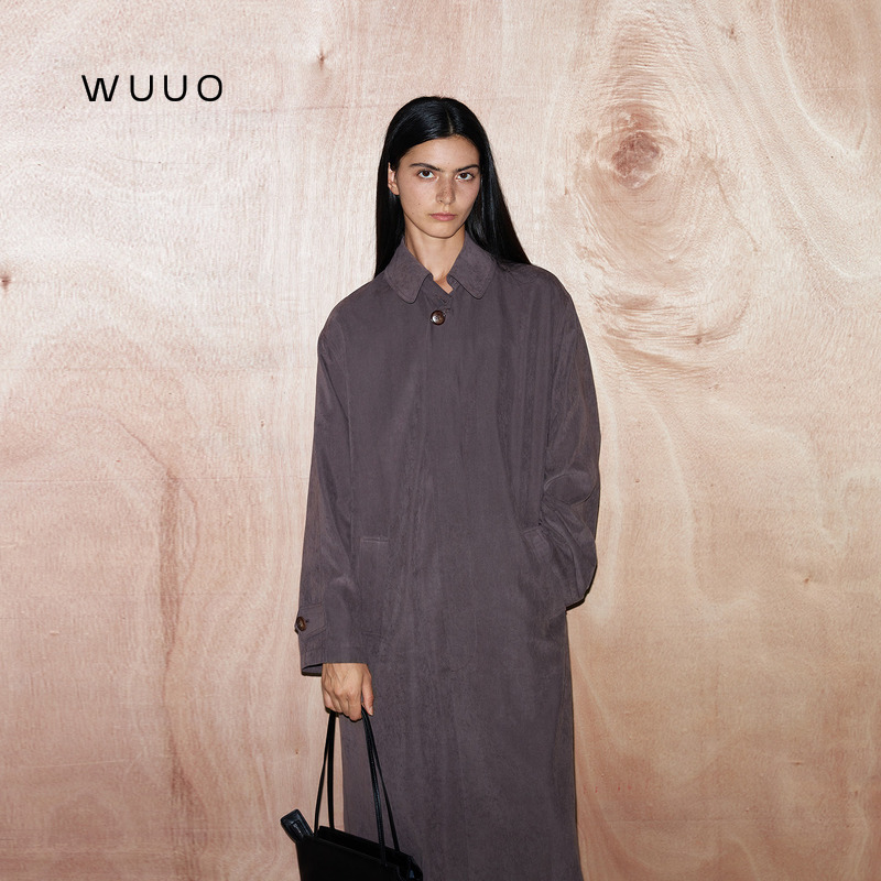 Wuuo|Queen Series·Peach Velvet Trench Coat Peach Velvet Design Straight-Cut Drop-Shoulder Trench Coat for Women 26 Autumn Wuuo|Queen Series·Peach Velvet Trench Coat Peach Velvet Design Straight-Cut Drop-Shoulder Trench Coat for Women 26 Autumn