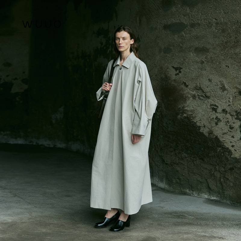 Wuuo Flowing Aesthetic Trench Coat, High-End Loose Fit, Slimming Linen Custom-Dyed Texture Silhouette, 2026 New Style with a Relaxed Feel Wuuo Flowing Aesthetic Trench Coat, High-End Loose Fit, Slimming Linen Custom-Dyed Texture Silhouette, 2026 New Style with a Relaxed Feel