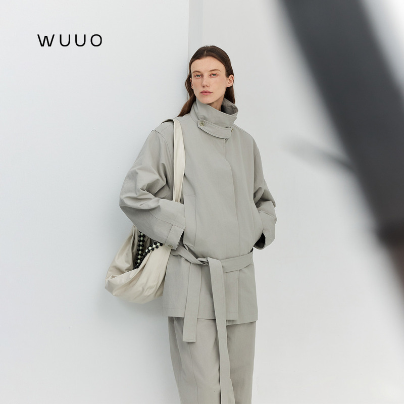 Wuuo｜Softshell Trench Coat, Combed Long-Staple Cotton, Relaxed Fit, Drop Shoulder, Tie-Up Trench Coat Style Jacket, 26 Autumn Collection