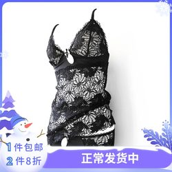 ການຄ້າຕ່າງປະເທດຕົ້ນສະບັບຄໍາສັ່ງ Hollow ບໍລິສຸດ lace ໂປ່ງໃສ sexy ເລິກ v suspender ໂດຍບໍ່ມີການສະຫນັບສະຫນູນເຫຼັກທີ່ມີຈອກແຍກ pajamas ນອນ