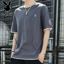 Playboy T-shirt mens casual half-sleeve top Summer thin breathable trend loose T-shirt short-sleeved mens clothing