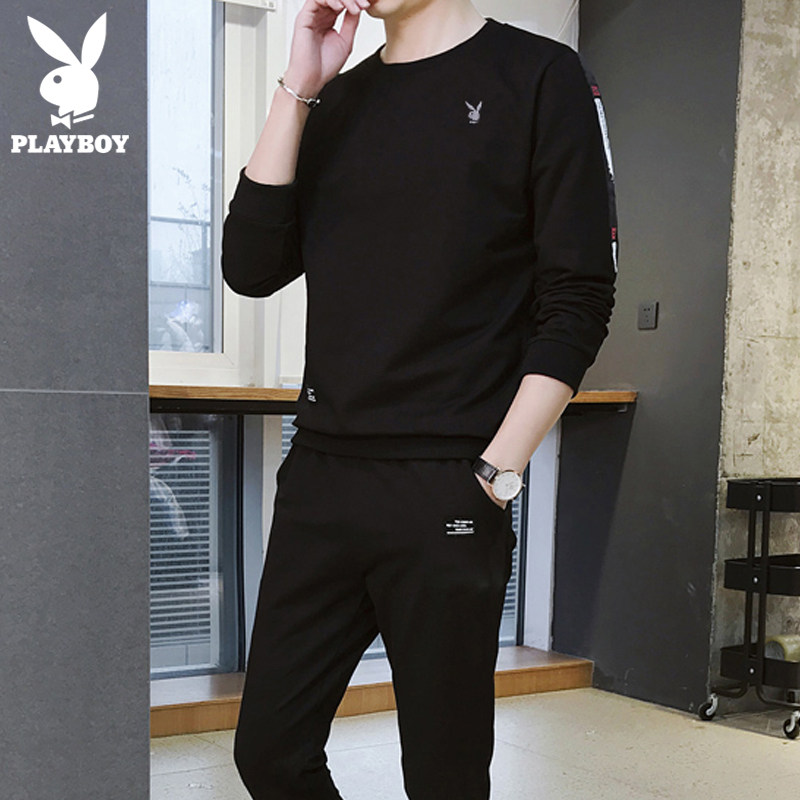Playboy casual suit men's suit thick cotton T clothing trend men with handsome spring and autumn fashion men and a set